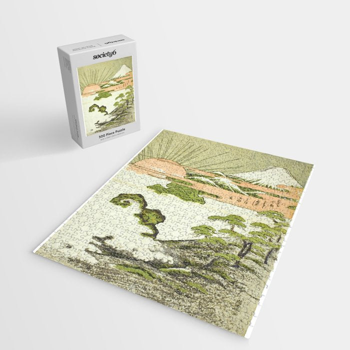 View of Mount Fuji at sunrise on New Year's Day by Isoda Koryusai Jigsaw Puzzle Gallery Image 2