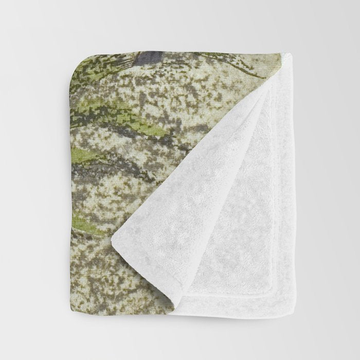 View of Mount Fuji at sunrise on New Year's Day by Isoda Koryusai Throw Blanket Gallery Image 3