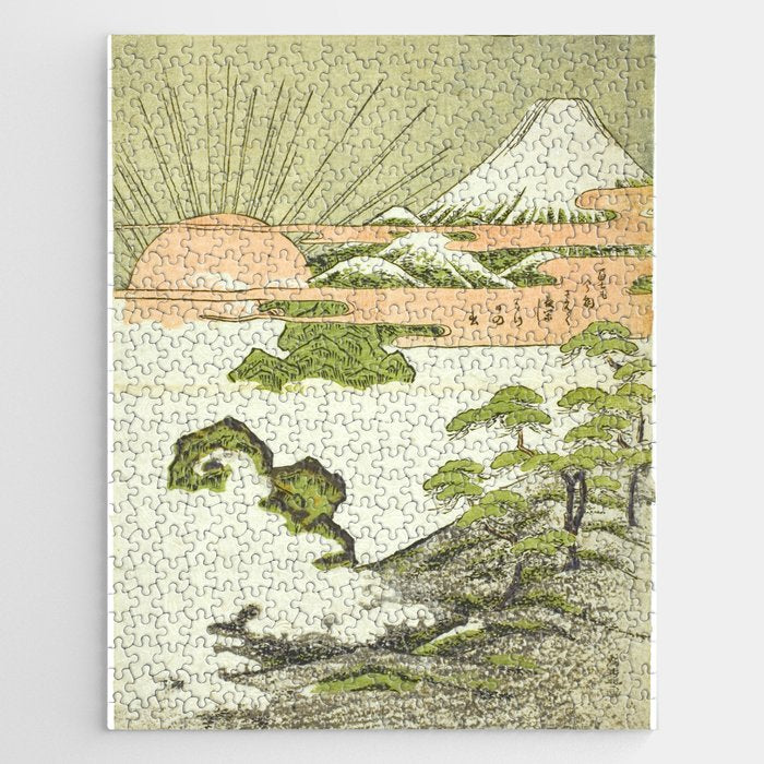 View of Mount Fuji at sunrise on New Year's Day by Isoda Koryusai Jigsaw Puzzle Gallery Image 1