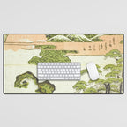 View of Mount Fuji at sunrise on New Year's Day by Isoda Koryusai Desk Mat Gallery Image 1