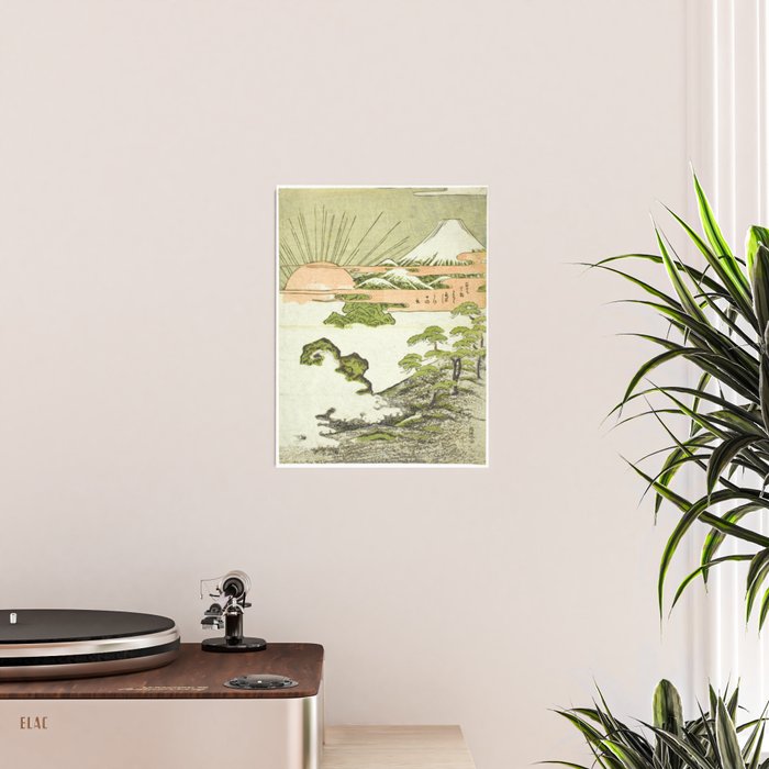 View of Mount Fuji at sunrise on New Year's Day by Isoda Koryusai Poster Gallery Image 2