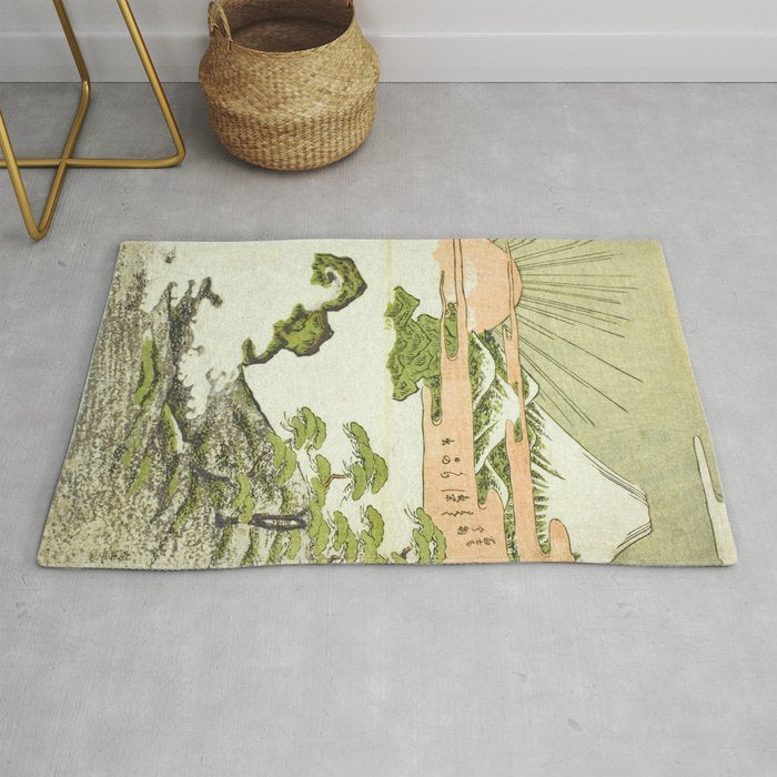 View of Mount Fuji at sunrise on New Year's Day by Isoda Koryusai Rug Gallery Image 1
