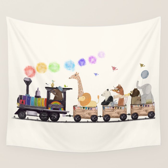 the rainbow train Wall Tapestry Gallery Image 4