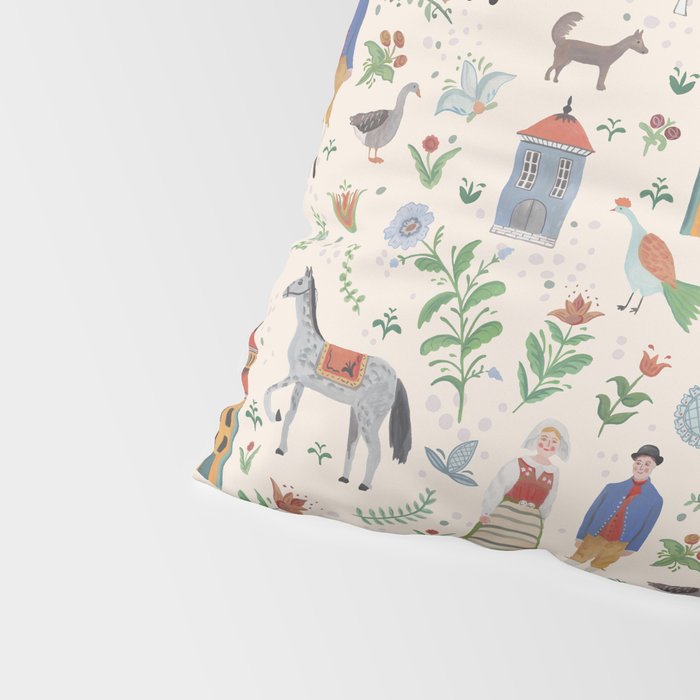 Swedish Folk Art Pillow Sham Gallery Image 4