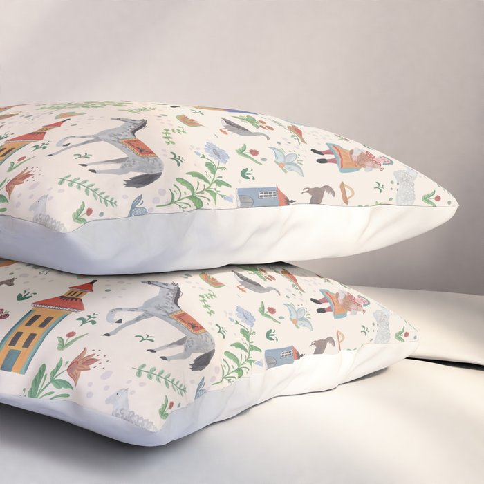 Swedish Folk Art Pillow Sham Gallery Image 3