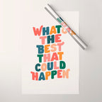 Whats The Best That Could Happen by The Motivated Type in Red Pink Green Orange and Blue Wrapping Paper Gallery Image 1