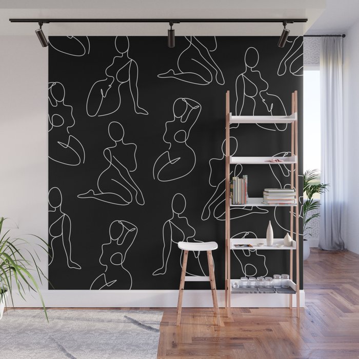 Full Body Girls in line black pattern Wall Mural Gallery Image 1