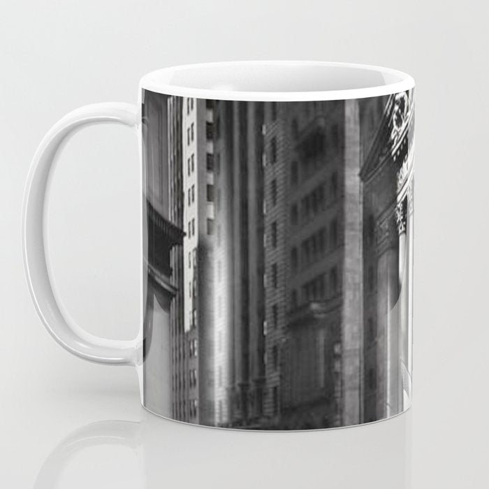 Wall Street, Stock Exchange, New York, New York black and white photograph Coffee Mug Gallery Image 3