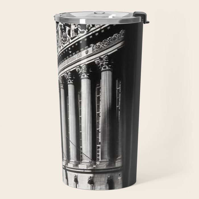 Wall Street, Stock Exchange, New York, New York black and white photograph Travel Mug Gallery Image 2