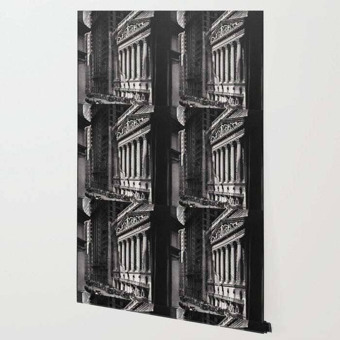 Wall Street, Stock Exchange, New York, New York black and white photograph Wallpaper Gallery Image 2
