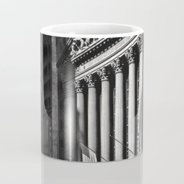 Wall Street, Stock Exchange, New York, New York black and white photograph Coffee Mug Gallery Image 4