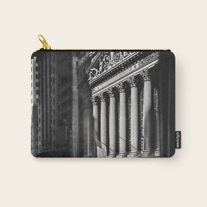 Wall Street, Stock Exchange, New York, New York black and white photograph Carry All Pouch Gallery Image 1