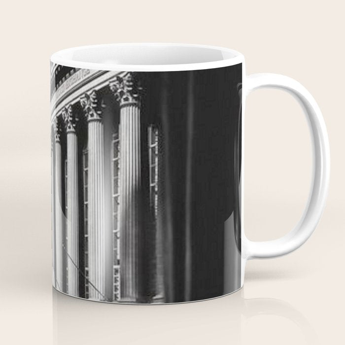 Wall Street, Stock Exchange, New York, New York black and white photograph Coffee Mug Gallery Image 1