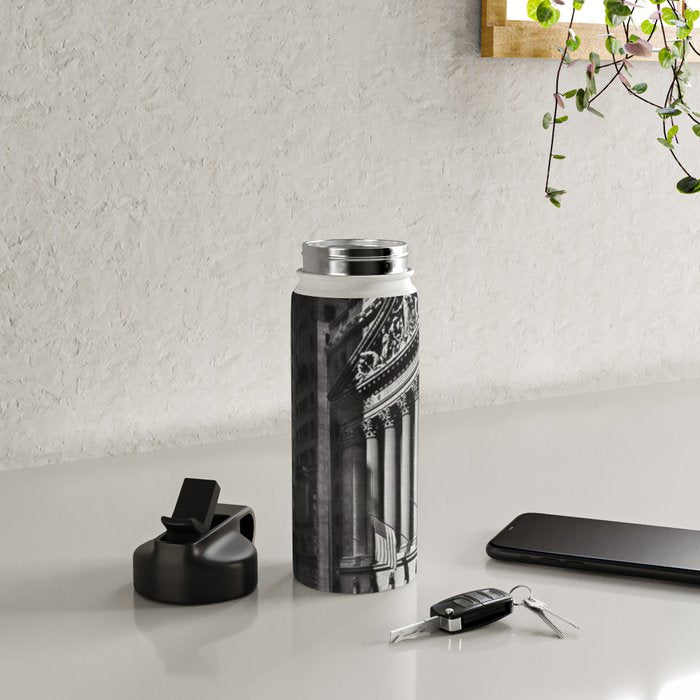 Wall Street, Stock Exchange, New York, New York black and white photograph Water Bottle Gallery Image 4