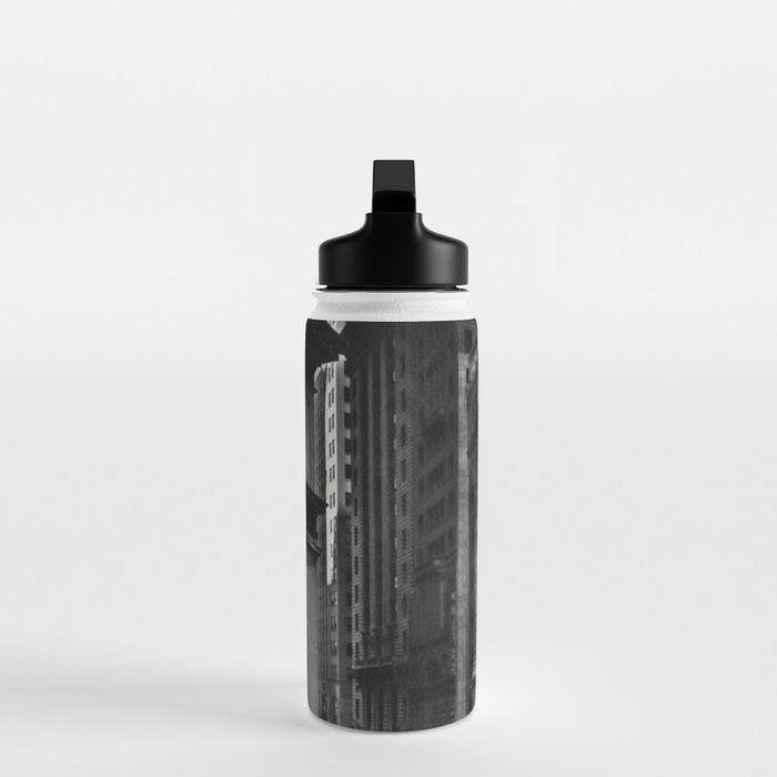 Wall Street, Stock Exchange, New York, New York black and white photograph Water Bottle Gallery Image 3