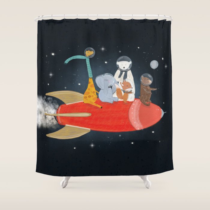 lets all go to the moon Shower Curtain Gallery Image 1