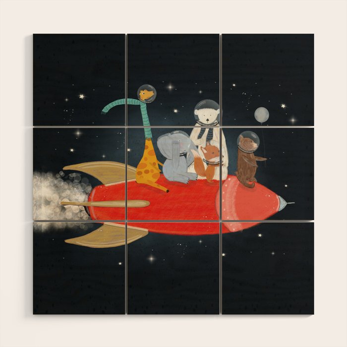 lets all go to the moon Wood Wall Art Gallery Image 1