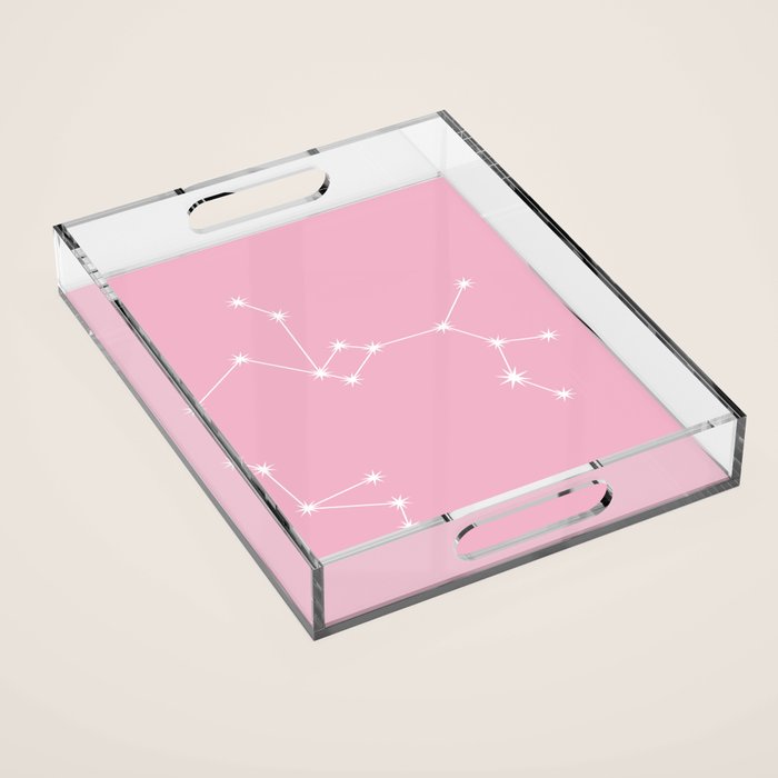 Sagittarius Zodiac Star Constellation Line Art Soft Pink Acrylic Tray Gallery Image 1