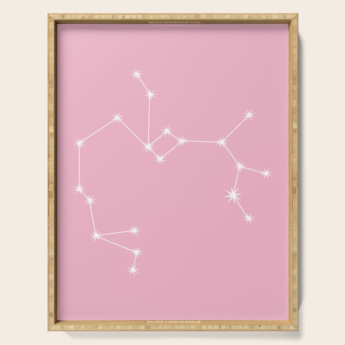 Sagittarius Zodiac Star Constellation Line Art Soft Pink Serving Tray Gallery Image 1
