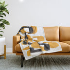 Mid Century Abstract Black & Yellow Fun Pattern 70's Mustard Ripples Lines Retro Style Throw Blanket Gallery Image 1