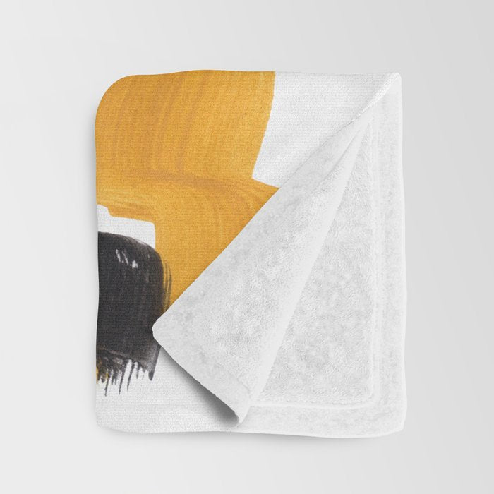 Mid Century Abstract Black & Yellow Fun Pattern 70's Mustard Ripples Lines Retro Style Throw Blanket Gallery Image 3