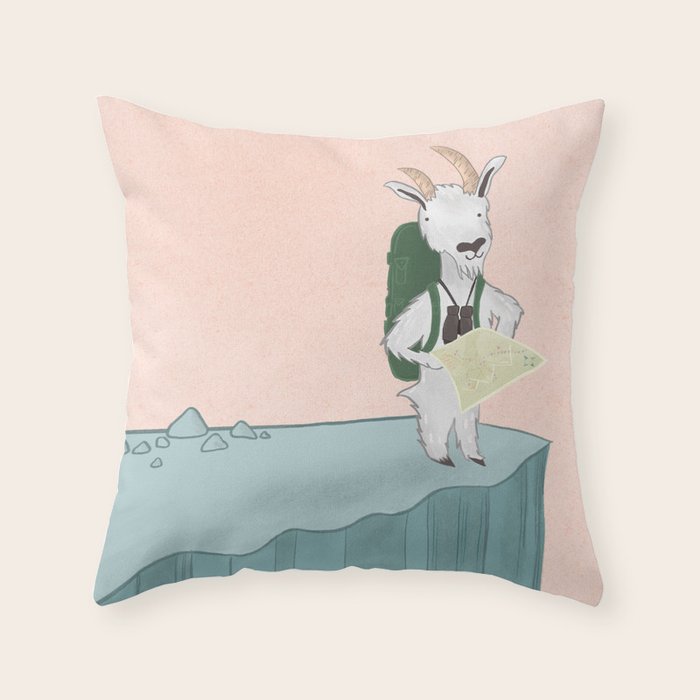 Mountain Goat on an Adventure Throw Pillow Gallery Image 6