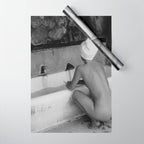 Bath in Paris, Cold Water Flat, Female Nude black and white art photography / photograph Wrapping Paper Gallery Image 1
