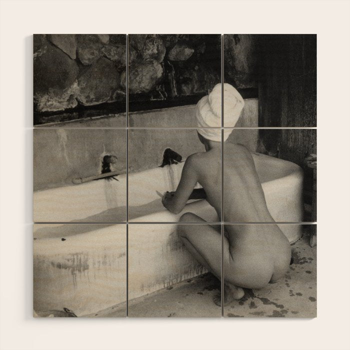 Bath in Paris, Cold Water Flat, Female Nude black and white art photography / photograph Wood Wall Art Gallery Image 1