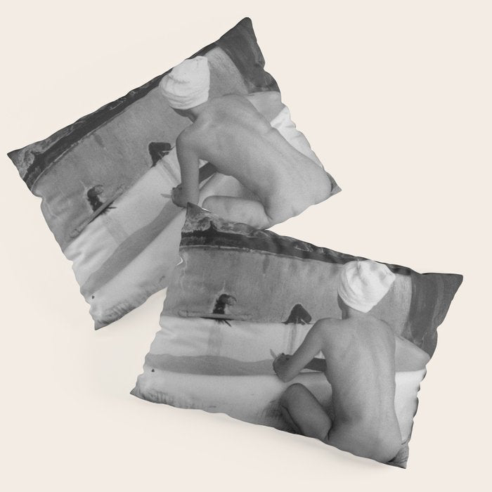 Bath in Paris, Cold Water Flat, Female Nude black and white art photography / photograph Pillow Sham Gallery Image 1