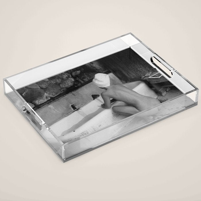 Bath in Paris, Cold Water Flat, Female Nude black and white art photography / photograph Acrylic Tray Gallery Image 1
