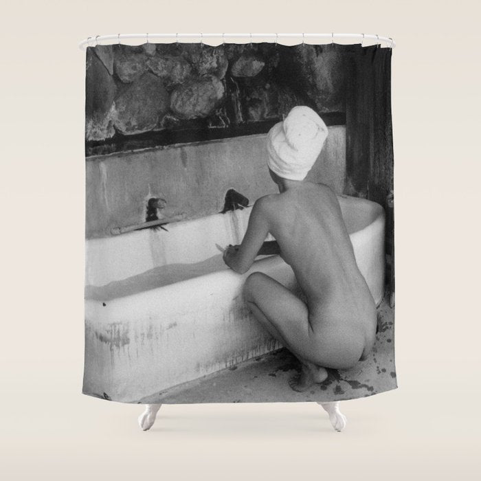 Bath in Paris, Cold Water Flat, Female Nude black and white art photography / photograph Shower Curtain Gallery Image 1