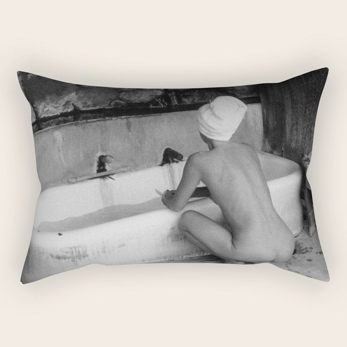 Bath in Paris, Cold Water Flat, Female Nude black and white art photography / photograph Rectangular Pillow Gallery Image 2