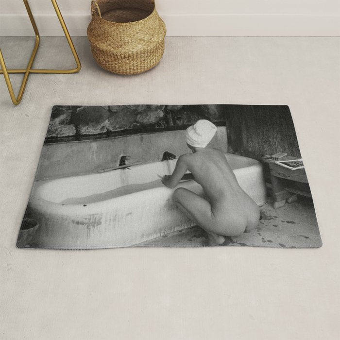 Bath in Paris, Cold Water Flat, Female Nude black and white art photography / photograph Rug Gallery Image 1