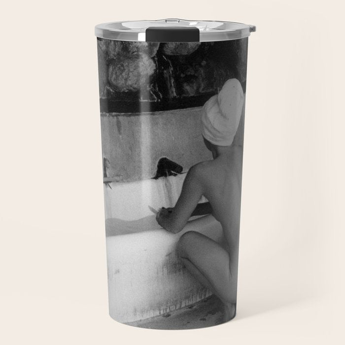 Bath in Paris, Cold Water Flat, Female Nude black and white art photography / photograph Travel Mug Gallery Image 1