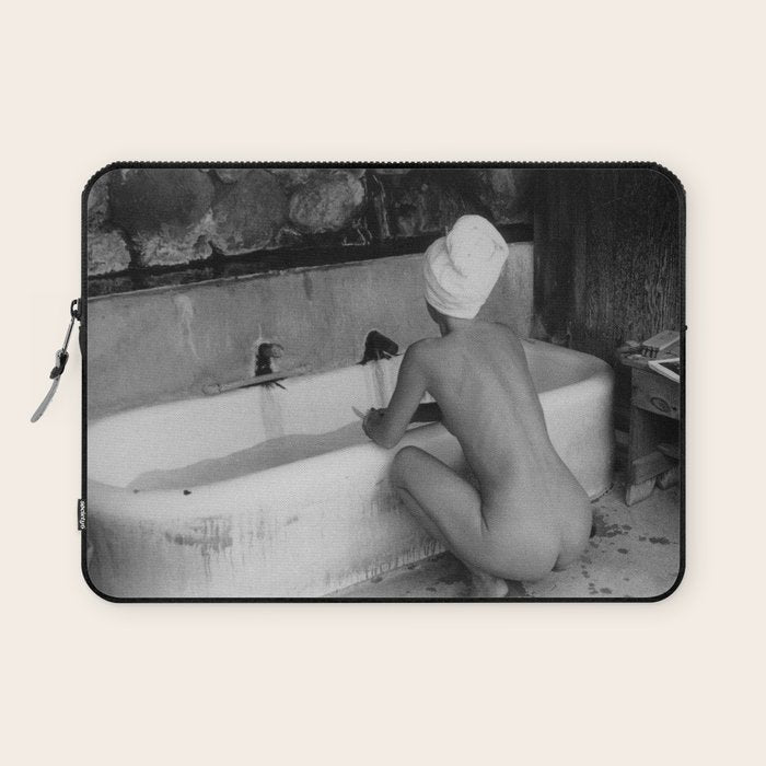 Bath in Paris, Cold Water Flat, Female Nude black and white art photography / photograph Laptop Sleeve Gallery Image 1