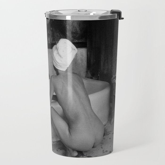 Bath in Paris, Cold Water Flat, Female Nude black and white art photography / photograph Travel Mug Gallery Image 2