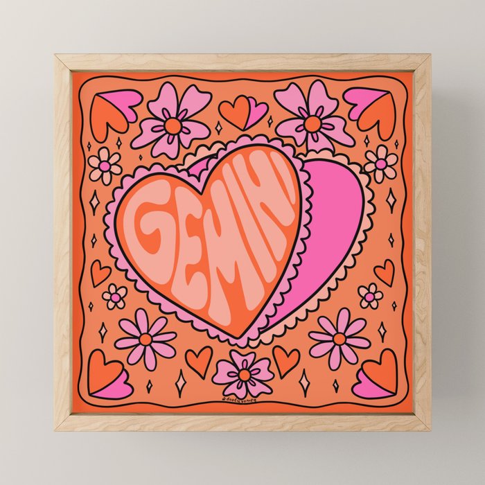 Gemini Heart Mini Art Print Gallery Image 1