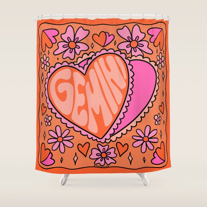 Gemini Heart Shower Curtain Gallery Image 1