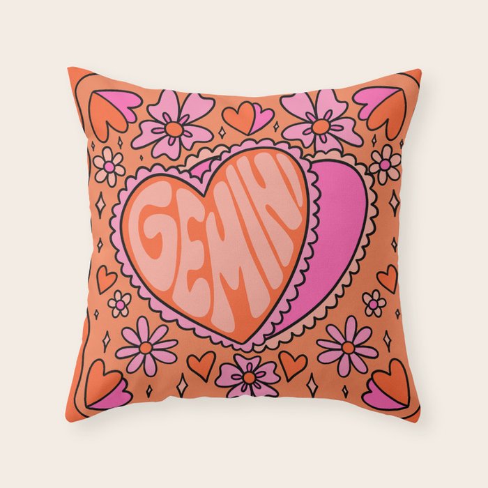Gemini Heart Throw Pillow Gallery Image 6