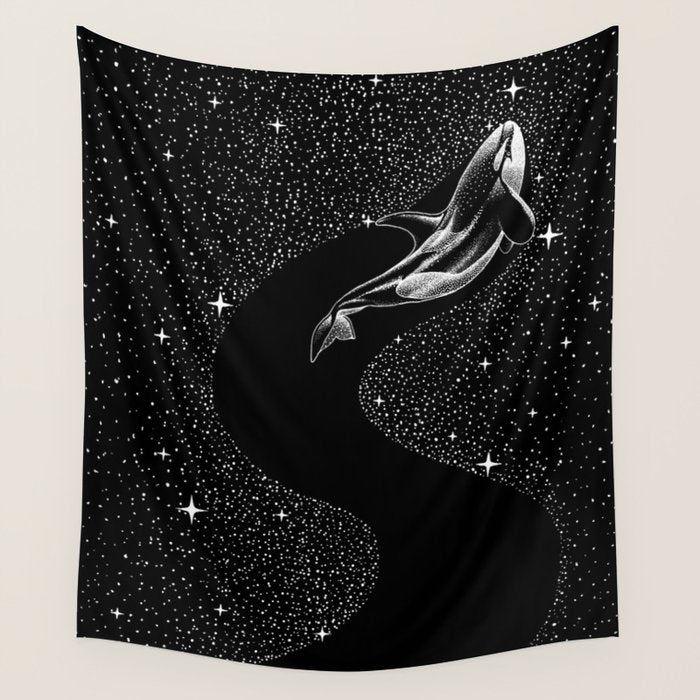 Starry Orca (Black Version) Wall Tapestry Gallery Image 1