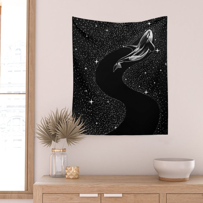 Starry Orca (Black Version) Wall Tapestry Gallery Image 2