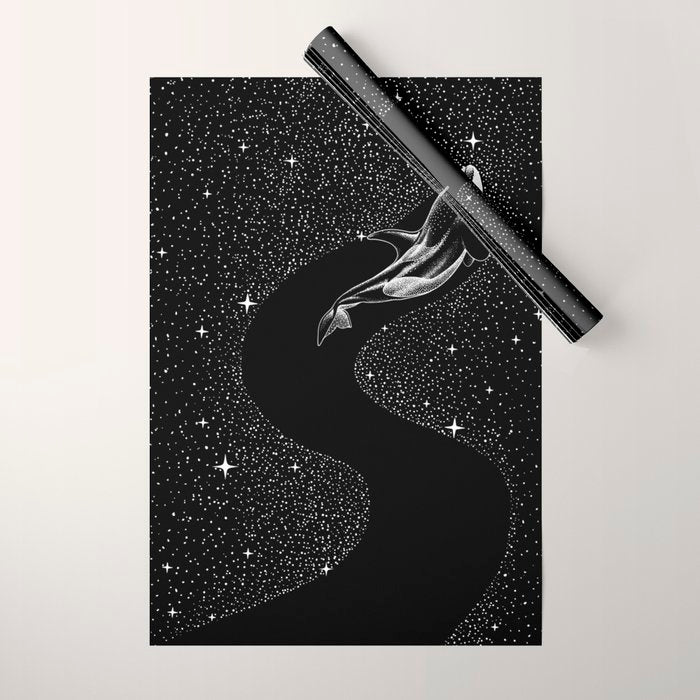 Starry Orca (Black Version) Wrapping Paper Gallery Image 1