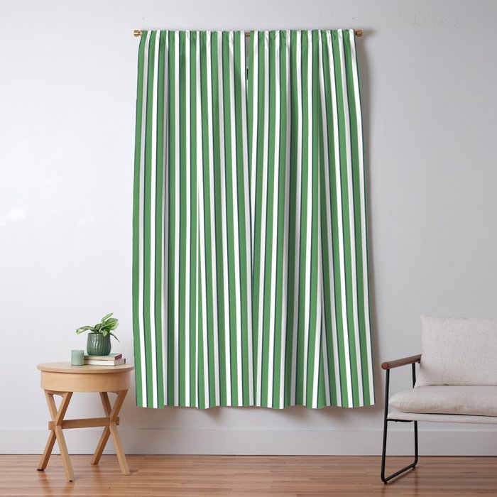 Preppy Green White Stripe Window Curtain Gallery Image 5
