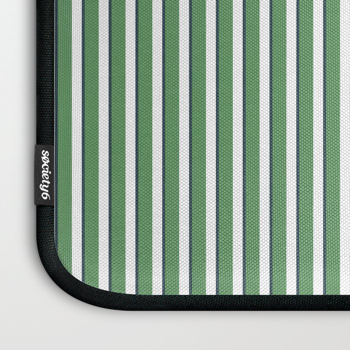 Preppy Green White Stripe Laptop Sleeve Gallery Image 3