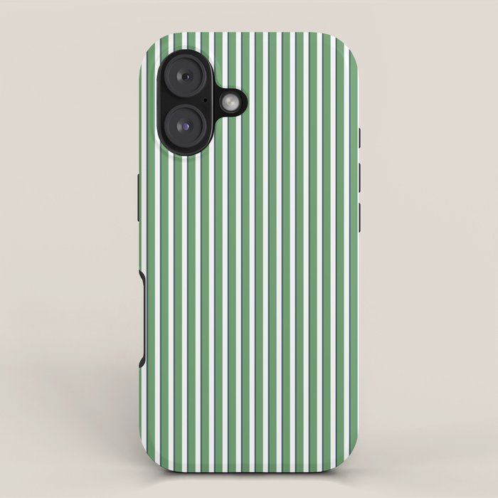 Preppy Green White Stripe iPhone Case Gallery Image 1