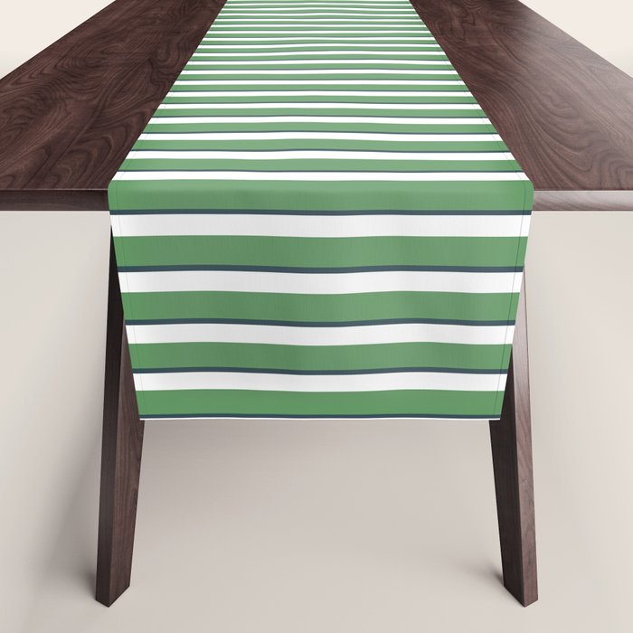 Preppy Green White Stripe Table Runner Gallery Image 1