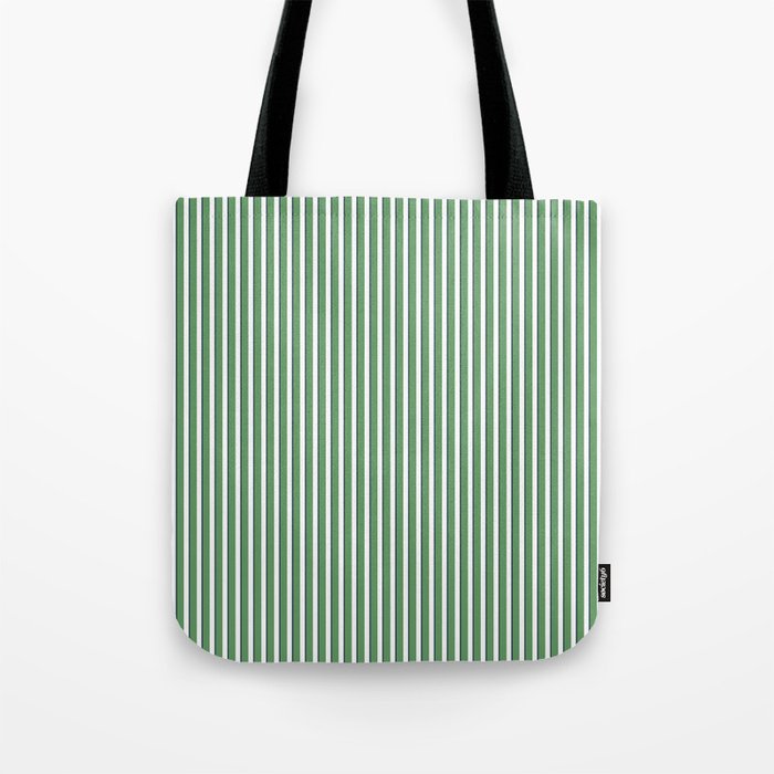 Preppy Green White Stripe Tote Bag Gallery Image 1