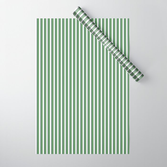 Preppy Green White Stripe Wrapping Paper Gallery Image 1