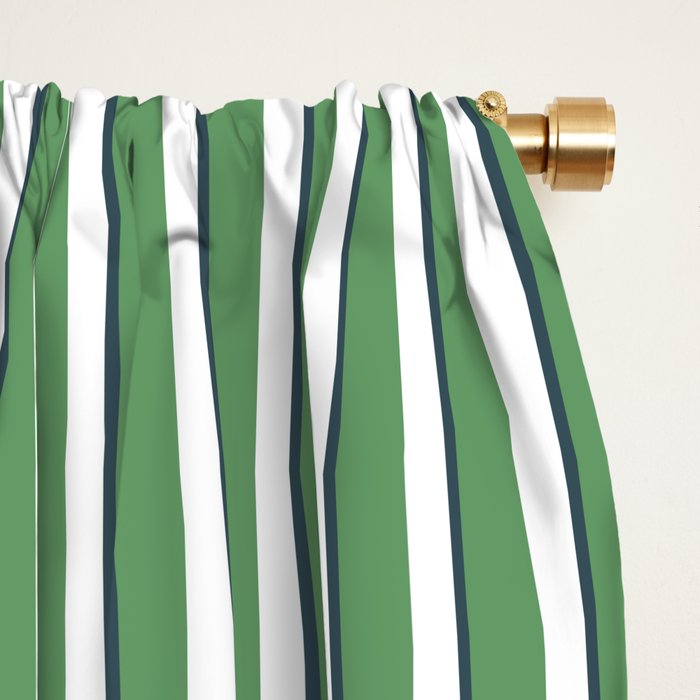 Preppy Green White Stripe Window Curtain Gallery Image 2