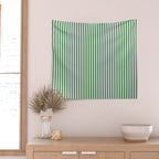 Preppy Green White Stripe Wall Tapestry Gallery Image 2
